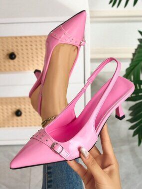 Pink Elegant Women's High heel PU trendy kitten heel Shoes
